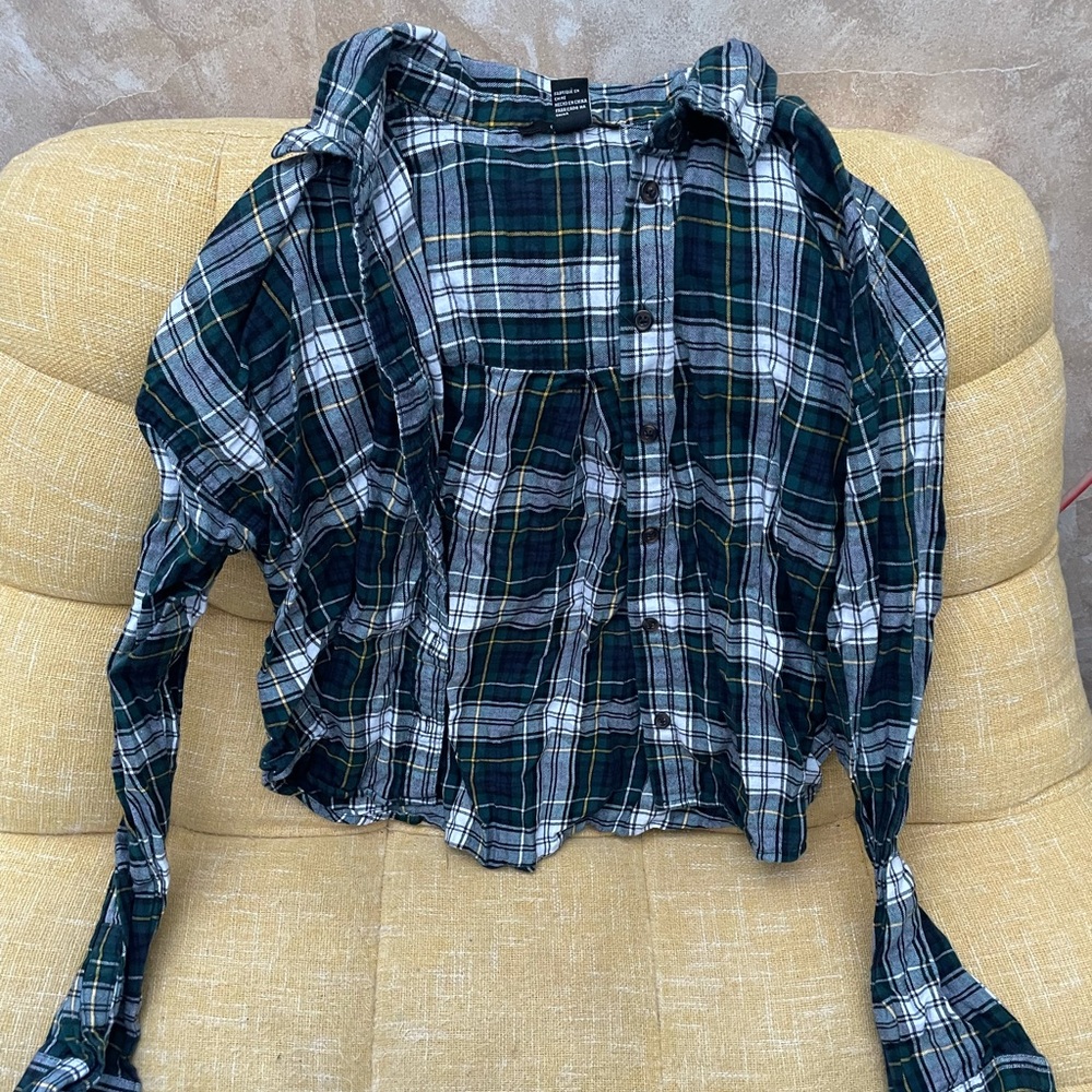 Cropped button down flannel